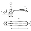 Kipp Cam Lever, Internal Thread, Size 0, D=10-24, A=52.3 mm, B=18 mm, Stainless Steel, (Qty:1), K0645.05120A0