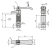 Kipp Hook Clamp w/Collar, w/Cam Lever, M6, D1=20 mm, P=8 mm, Carbon Steel, (Qty:1), K0013.106