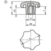 Kipp Star Grip, Similar to DIN6336, w/Tapped Bush, D=M12, D1=63 mm, H=40 mm, Style L w/External Thread, Thermoset, Stainless Steel, (Qty:1), K1016.26312