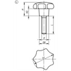 Kipp Star Grip, w/Protruding Bushing, M10X60, D=50, H=32 mm, Style L, Thermoset, Steel, (Qty:10), K0153.410X60