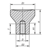 Kipp Mushroom Knob, Size 0, Internal Thread, D=M3,D1=18 mm, Stainless Steel, (Qty:1), K0250.2003