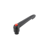 Kipp Clamping Levers, w/Push Button, Size 4, M12, Internal Thread, Plastic, Steel, (Qty:1), K0269.73412
