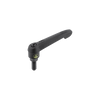 Kipp Clamping Levers, Adjustable Handle, w/Push Button, Size 4, M10X90 External Thread, Black Oxidized Steel, (Qty:1), K0269.71410X90