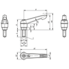 Kipp Clamping Levers, Adjustable Handle, w/Push Button, Size 1, M5X20, External Thread, Orange, Steel, (Qty:10), K0269.72105X20