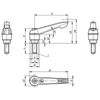 Kipp Clamping Levers, Adjustable Handle, w/Push Button, Size 1, M5X40, External Thread, Orange, Steel, (Qty:10), K0269.72105X40