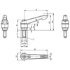 Kipp Clamping Levers, Adjustable Handle, w/Push Button, Size 4, M10X90, External Thread, Orange, Steel, (Qty:1), K0269.72410X90