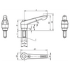 Kipp Clamping Levers, w/Push Button, Size 1, M5X15, External Thread, Black,  Stainless Steel, (Qty:1), K0270.71105X15