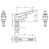 Kipp Clamping Levers, w/Push Button, Size 1, M5X15, External Thread, Orange,  Stainless Steel, (Qty:1), K0270.72105X15
