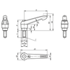 Kipp Clamping Levers, w/Push Button, Size 3, M10X50, External Thread, Orange,  Stainless Steel, (Qty:1), K0270.72310X50