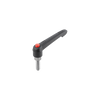 Kipp Clamping Levers, w/Push Button, Size 2, M6X20, External Thread, Red,  Stainless Steel, (Qty:1), K0270.73206X20