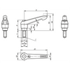 Kipp Clamping Levers, w/Push Button, Size 4, M12X40, External Thread, Red,  Stainless Steel, (Qty:1), K0270.73412X40