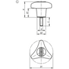 Kipp Torque Triangular Grip, D=M12, H=53.5 mm, Thermoplastic, Stainless Steel, (Qty:1), K1019.180125