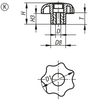 Kipp Star Grip, w/Internal Thread, Simular to DIN 6336, Style K, M12, D1=50 mm, Biopolymer (Qty. 10), K0155.102121143