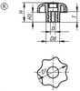 Kipp Star Grip, w/Internal Thread, Simular to DIN 6336, Style K, M6, D1=32 mm, Biopolymer (Qty. 10), K0155.1020690