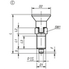 Kipp Indexing Plunger, w/Plastic Mushroom Grip and Locking Slot, Style C, Size 0, D=4 mm, D1=M8X1 mm, Steel, (Qty. 1), K0338.300484
