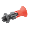 Kipp Indexing Plunger, w/Plastic Mushroom Grip, Locking Slot, and Locknut, Style D, Size 3, D=8 mm, D1=M16X1.5 mm, Stainless Steel, (Qty. 1), K0338.0430884