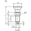 Kipp Indexing Plunger, w/Plastic Mushroom Grip, Style A, Size 3, D=8 mm, D1=M16X1.5 mm, Stainless Steel, (Qty. 1), K0338.1130884