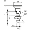 Kipp Indexing Plunger, w/Plastic Mushroom Grip, Locking Slot, and Locknut, Style D, Size 2, D=6 mm, D1=M12X1.5 mm, Stainless Steel, (Qty. 1), K0338.1420684