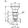 Kipp Indexing Plunger, Short Version, w/Plastic Mushroom Grip, Locking Slot, and Locknut, Style A, Size 2, D=6 mm, D1=M12X1.5 mm, Steel, (Qty. 1), K0631.520684
