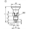 Kipp Indexing Plunger, Short Version, w/Plastic Mushroom Grip, and Locking Slot, Style C, Size 2, D=6 mm, D1=M12X1.5 mm, Steel, (Qty. 1), K0631.720684