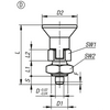 Kipp Indexing Plunger, Short Version, w/Plastic Mushroom Grip, Lock Nut and Locking Slot, Style D, Size 1, D=5 mm, D1=M10X1 mm, Stainless Steel, (Qty. 1), K0631.1810584