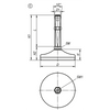 Kipp Leveling Feet, w/Hexagon Socket, Style C, M30X100, D=120 mm, L=100 mm, Steel, (Qty. 1), K0739.3112030X100