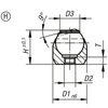 Kipp Self Aligning Pads, Style H, Press Fit, Flattened Ball w/POM inserts, M3, Carbon Steel, (Qty. 1), K0282.503