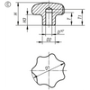 Kipp Star Grip, Similar to DIN 6336, D1=50 mm, Style C, Blind Hole, Stainless Steel, (Qty. 1), K0150.350103