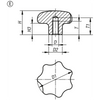Kipp Star Grip, Similar to DIN 6336, D1=32 mm, Style E, Blind Tapped Hole, Stainless Steel, (Qty. 1), K0150.532063