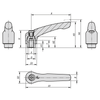 Kipp Adjustable Handle, Size 1, M6, Internal Thread, Threaded Insert, Stainless Steel, (Qty. 1), K0124.106153