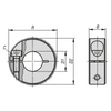 Kipp Shaft Collar, Locking Ring, One Piece, D1=50 mm, Slitted Inside, Aluminum, Bright (Qty. 1), K0611.05003