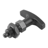 Kipp Indexing Plunger, w/T-Grip, w/Locknut, Size 4, Style B, D1=M20X1.5, Stainless Steel, Thermoplastic, (Qty. 1), K1124.0641084