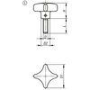 Kipp Palm Grips w/External Thread, Similar to DIN6335, M8X50, Style L, Aluminum, (Qty. 1), K0145.604008X50