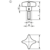 Kipp Palm Grips w/External Thread, Similar to DIN6335, M6X40, Style L, Stainless Steel, (Qty. 1), K0145.6032063X40