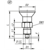 Kipp Indexing Plungers, w/Plastic Mushroom Grip, Thread Lock, and Locking Slot, Short Version, Style CP, Size 4, M20X1.5, Steel, (Qty:1), K1097.97410