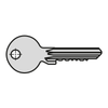 Kipp Key forQuarter Turn Lock, Version 1, Nickle-Plated Steel, (Qty:1), K1511.1333