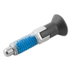 Kipp Indexing Plunger, ECO, w/Plastic Mushroom Grip, Thread Lock, and Locking Slot, Style CP, Size 0, D=4 mm, D1=M6, Steel, (Qty. 10), K1098.093004060