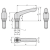 Kipp Adjustable Handles, Steel w/External Thread, Inch, Satin Finish, Size 2, 1/4-20X15, Black Oxidized, Steel, (Qty:1), K0752.2A21X15