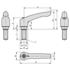 Kipp Adjustable Handles, Steel w/External Thread, Inch, Satin Finish, Size 2, 1/4-20X55, Black Oxidized, Steel, (Qty:1), K0752.2A21X55