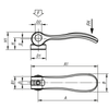 Kipp Cam Lever, Internal Thread, Size 1, D=10-32, A=70.4 mm, B=21.5 mm,  Trivalent Blue Passivated Steel, (Qty:1), K2123.15022A1