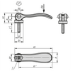 Kipp 6-32X15 Cam Lever, Adjustable, External Thread, Stainless Steel, Aluminum Handle, Size 9 (Qty. 1), K2125.95114ADX15