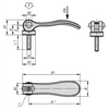 Kipp Cam Levers, Aluminum, Adjustable w/External Thread, Plastic Thrush Washer, Size 0, M5X30, Steel, Powder Coat, (Qty. 1), K2125.0501405X30