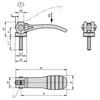 Kipp M8x25 Cam Lever, Adjustable, External Thread, Steel, Plastic Handle, Size 2 (Qty. 1), K2127.25218408X25