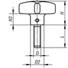 Kipp Palm Grips w/External Thread, Similar to DIN6335, M12X20, Style L, Stainless Steel, (Qty. 1), K0146.6063123X20