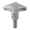 Kipp Palm Grips w/External Thread, Similar to DIN6335, M12X20, Style L, Stainless Steel, (Qty. 1), K0146.6063123X20