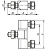 Kipp Square Hinge w/Fastening Nut, Style A, B =49 mm, A=18 mm, A1=14 mm, A2=22 mm, Stainless Steel, (Qty. 1), K1142.10820033