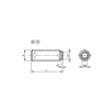 Kipp Ball End Thrust Screw w/o Head, w/Flattened, Serrated Ball and Rotation Lock, Style FV, M20, L=50, Carbon Steel, (Qty. 1), K0383.62050