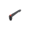 Kipp Adjustable Handle w/Internal Thread and Push Button, Size 1, Plastic, Threaded Insert, Black Oxidized Steel, (Qty:10), K0269.731A2