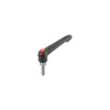Kipp Adjustable Handle w/External Thread and Push Button, Size 4, Plastic, Threaded Insert, Stainless Steel, (Qty:1), K0270.724A5X50