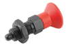 Kipp Indexing Plungers w/Plastic Mushroom Grip and Locknut, D1=3/8-24, D=5 mm, Size 1, Thermoplastic, Hardened, Stainless Steel, (Qty:1), K0338.02105AL84